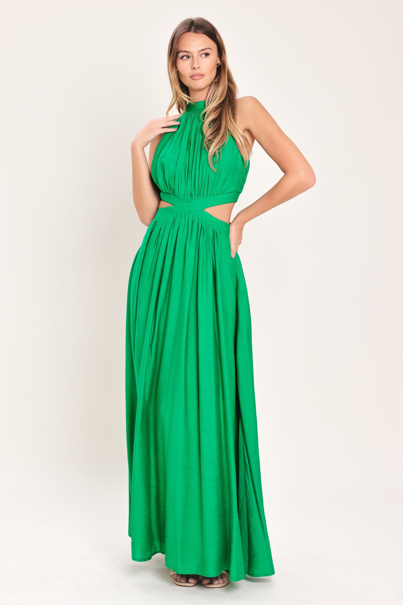 HALTER MAXI DRESS WITH SIDE CUT-OUTS