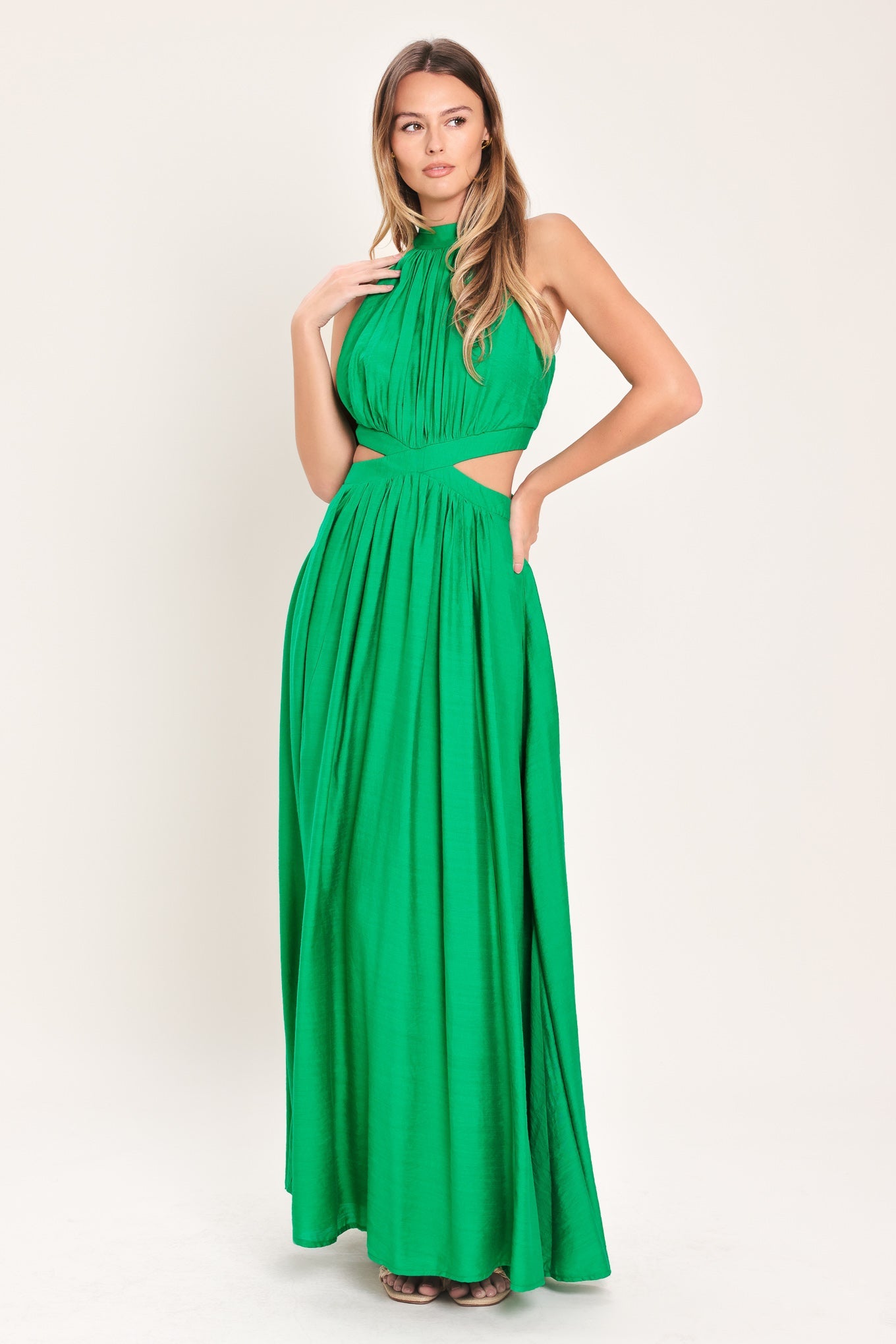 Lady Black Tie - Halter Maxi Dress With Side Cut-outs - Size M Lady Black Tie - Halter Maxi Dress With Side Cut-outs - Size M