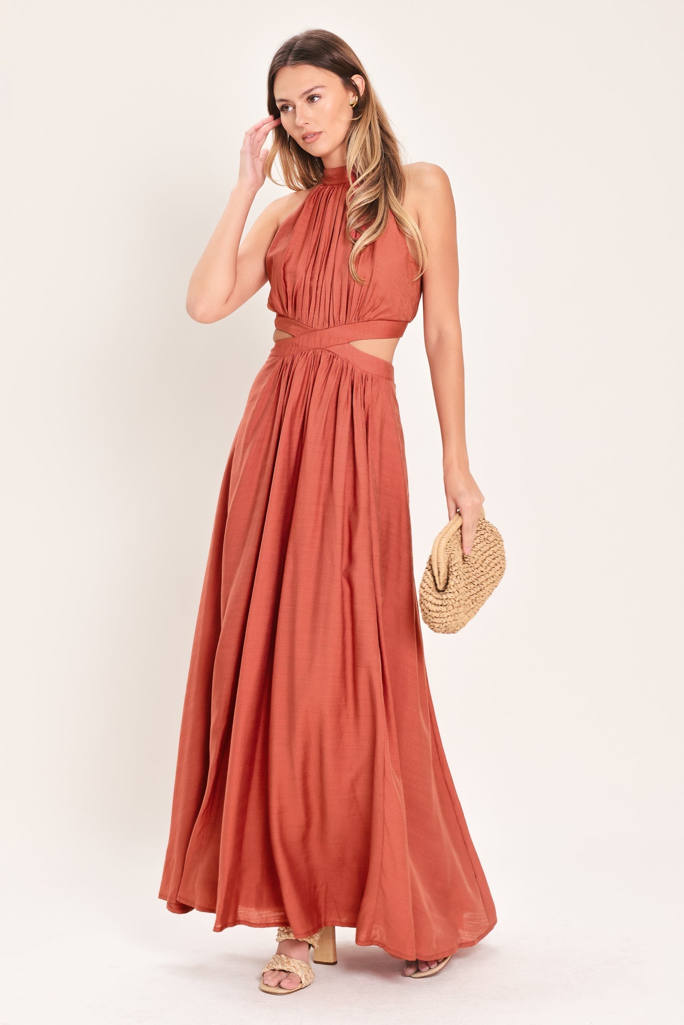 Lady Black Tie - Halter Maxi Dress With Side Cut-outs - Size M Lady Black Tie - Halter Maxi Dress With Side Cut-outs - Size M