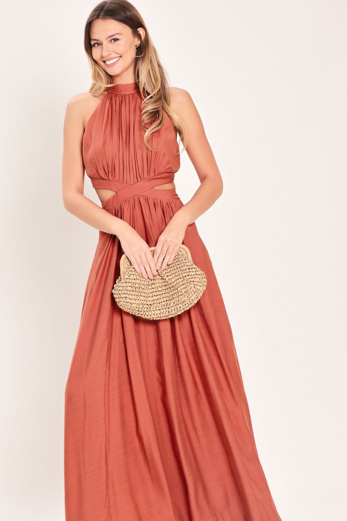 HALTER MAXI DRESS WITH SIDE CUT-OUTS