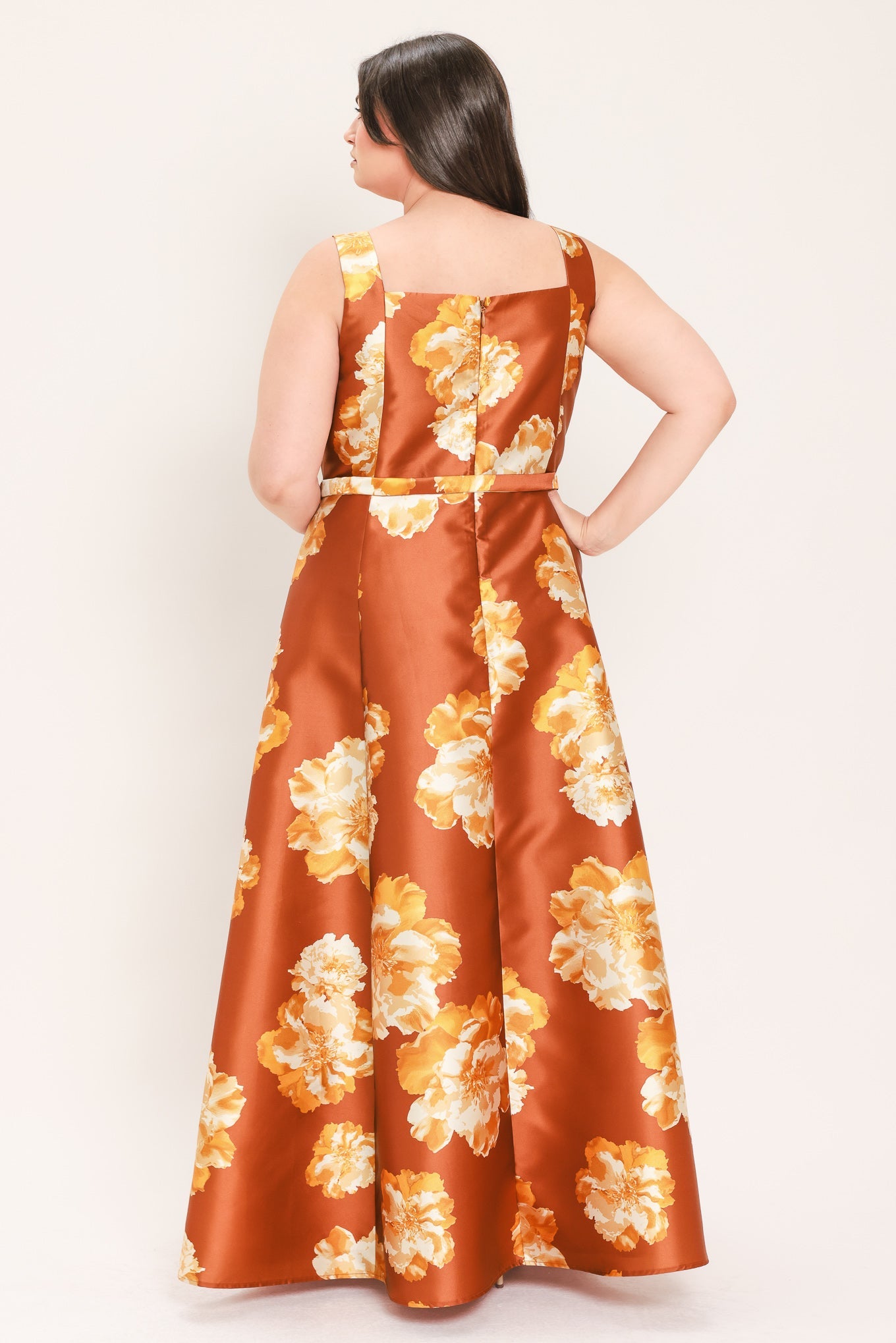 FIRESIDE FLORAL REVERIE RUST MAXI DRESS