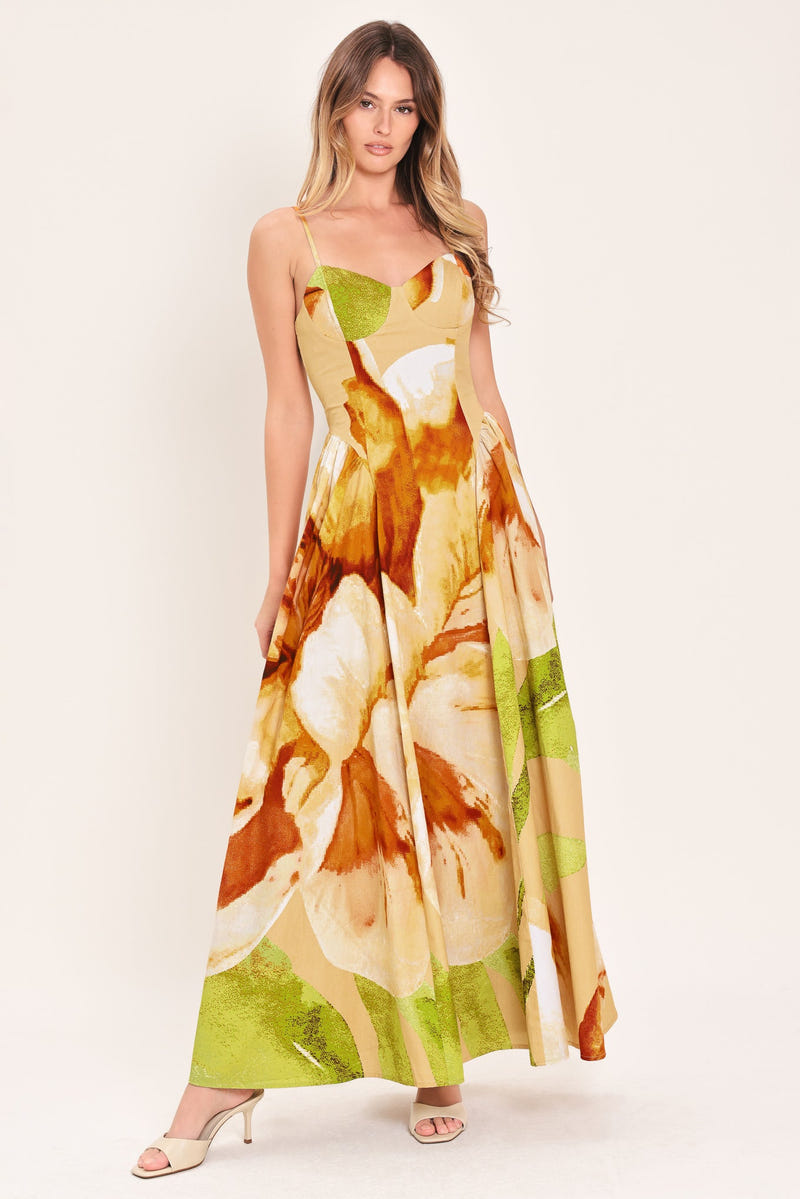 Limoncello Garden Maxi Dress - Floral Bustier Dress - FINAL SALE