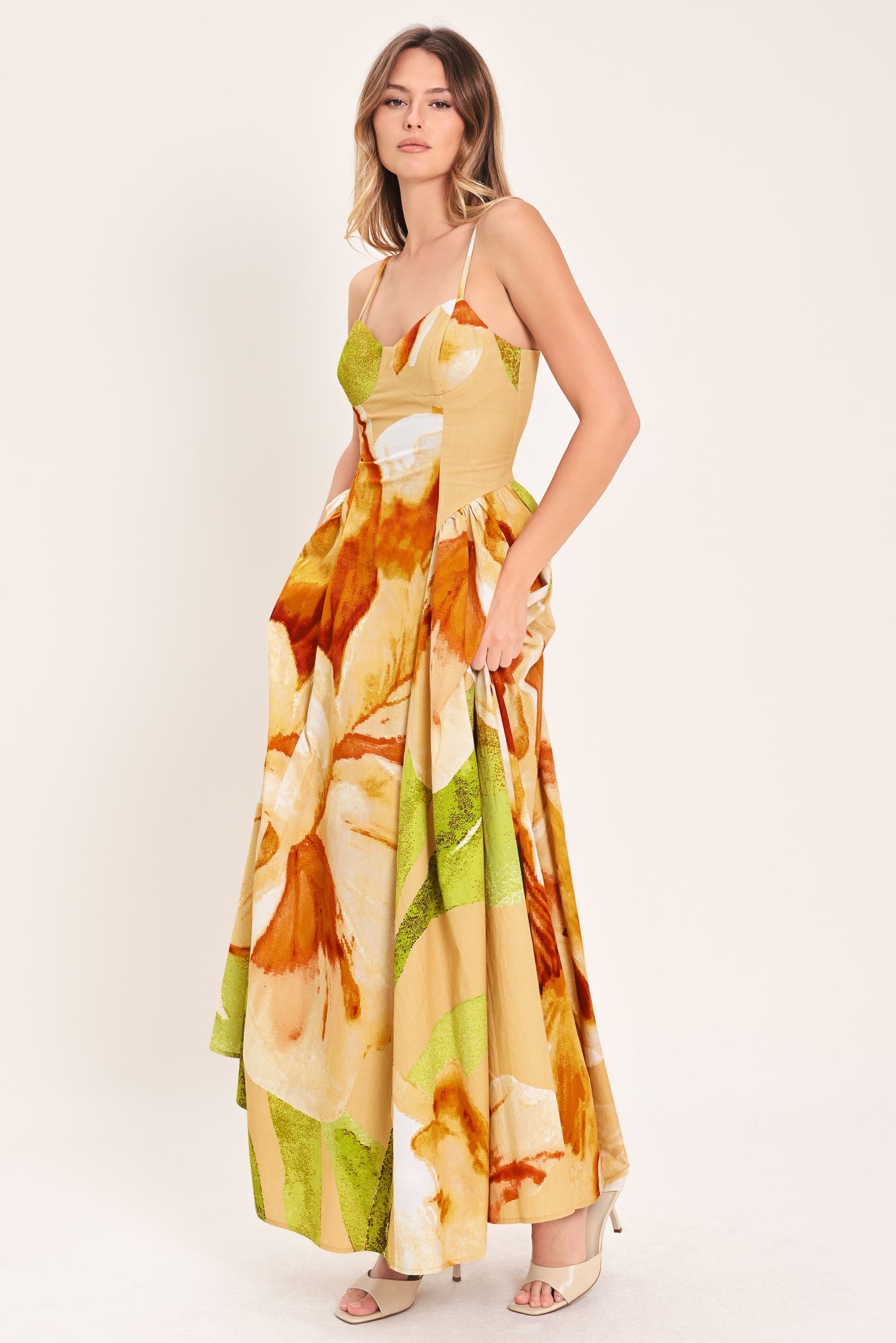 Limoncello Garden Maxi Dress - Floral Bustier Dress