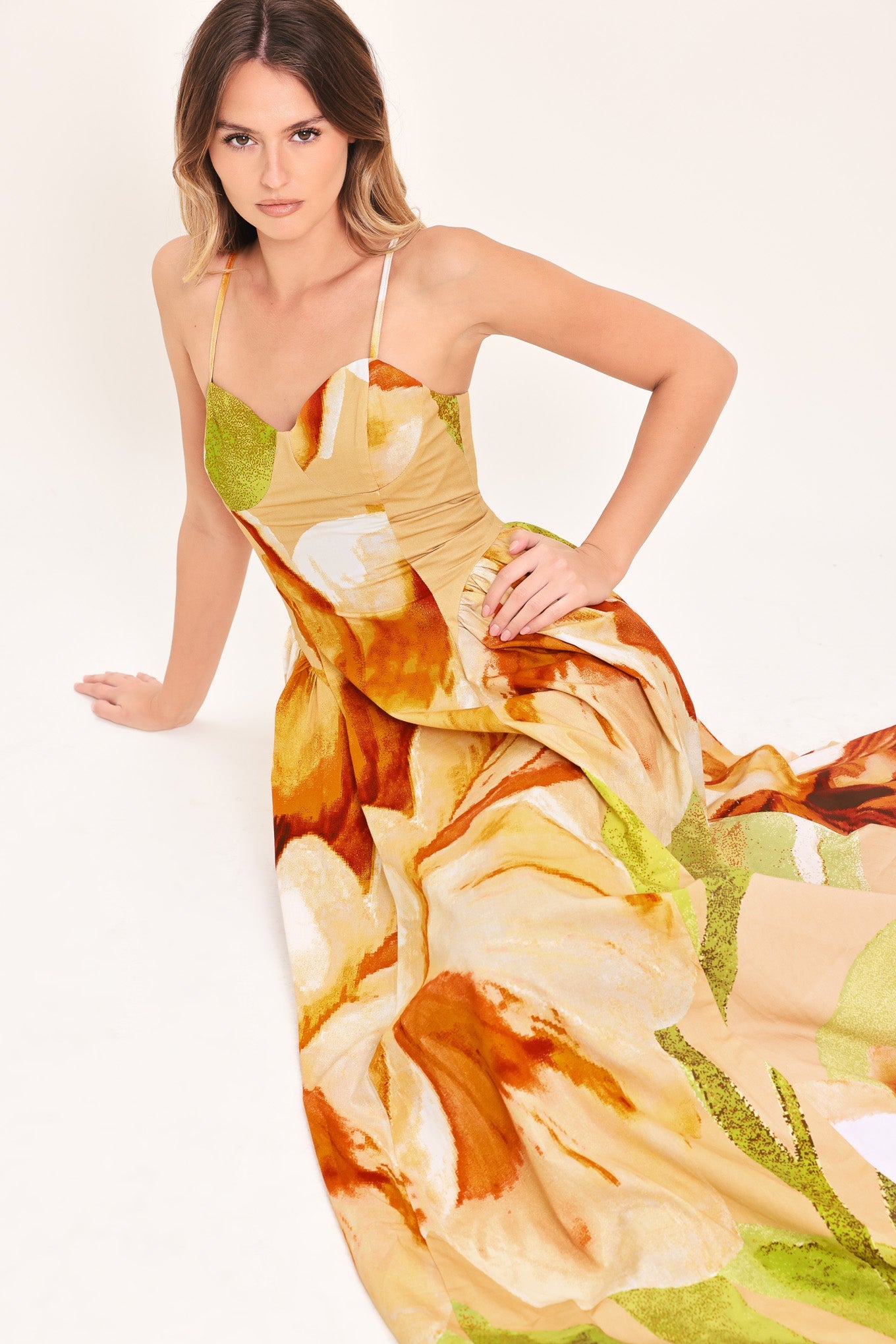 Limoncello Garden Maxi Dress - Floral Bustier Dress