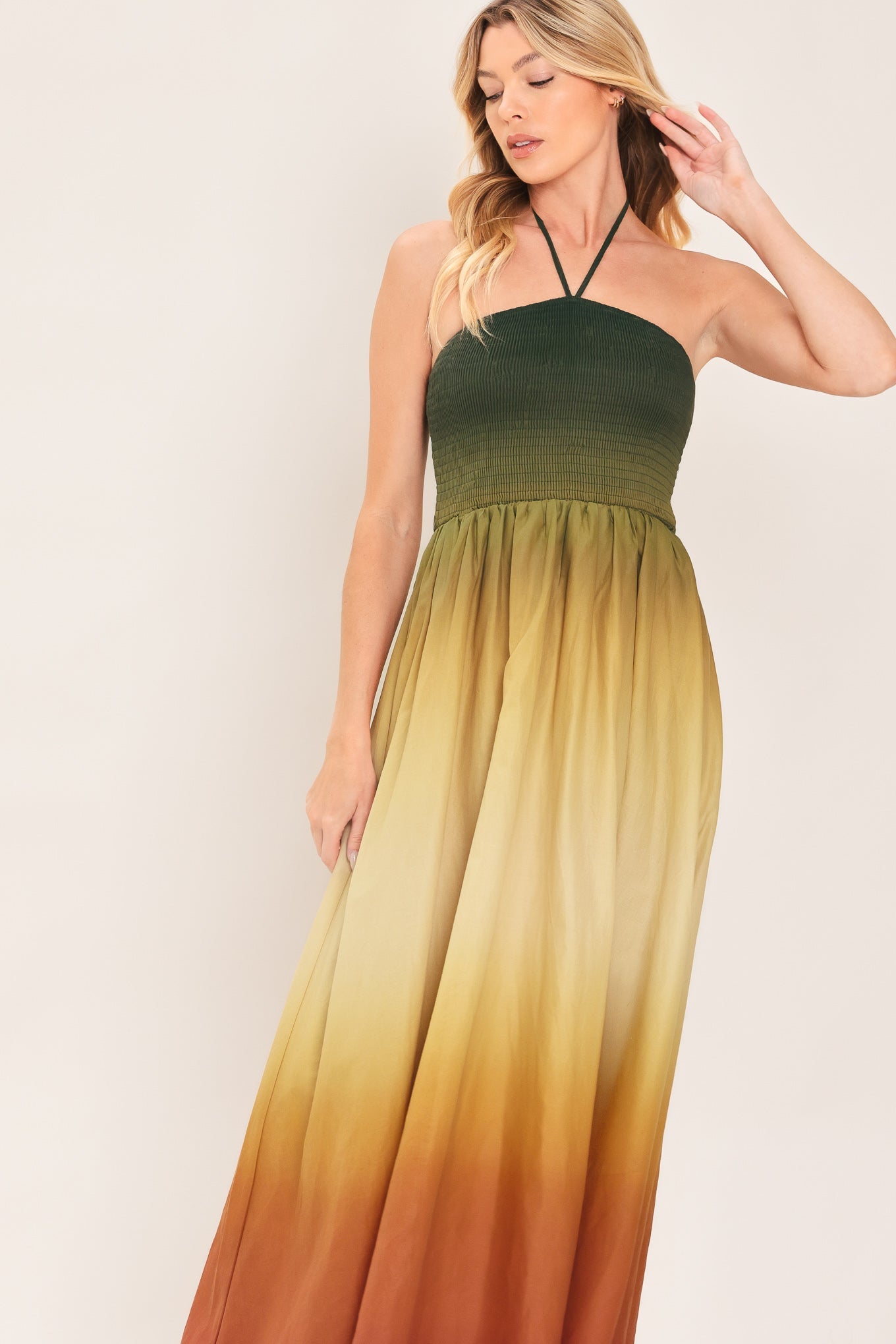 FALL SUNSET - OMBRE HALTER MAXI DRESS