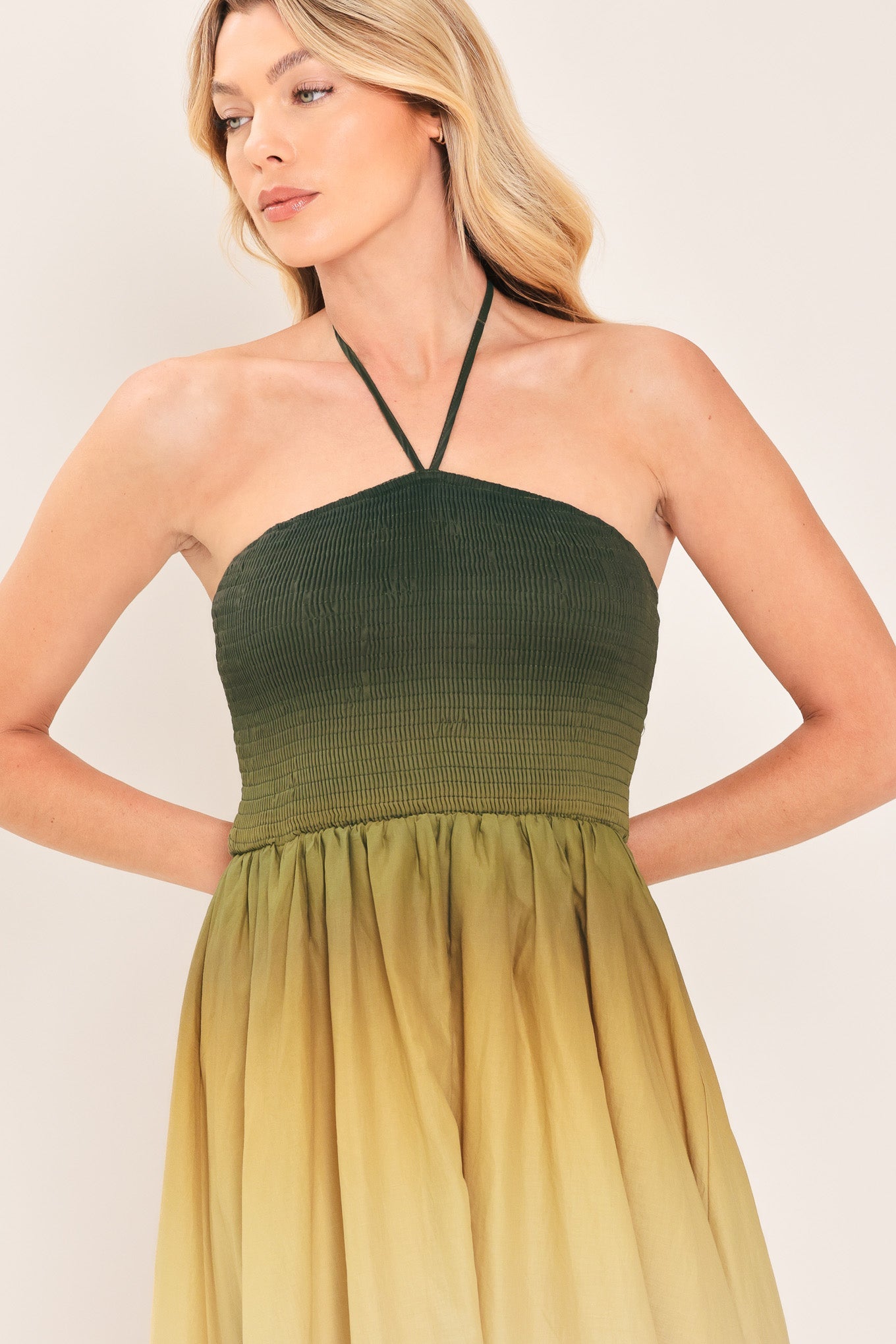 FALL SUNSET - OMBRE HALTER MAXI DRESS