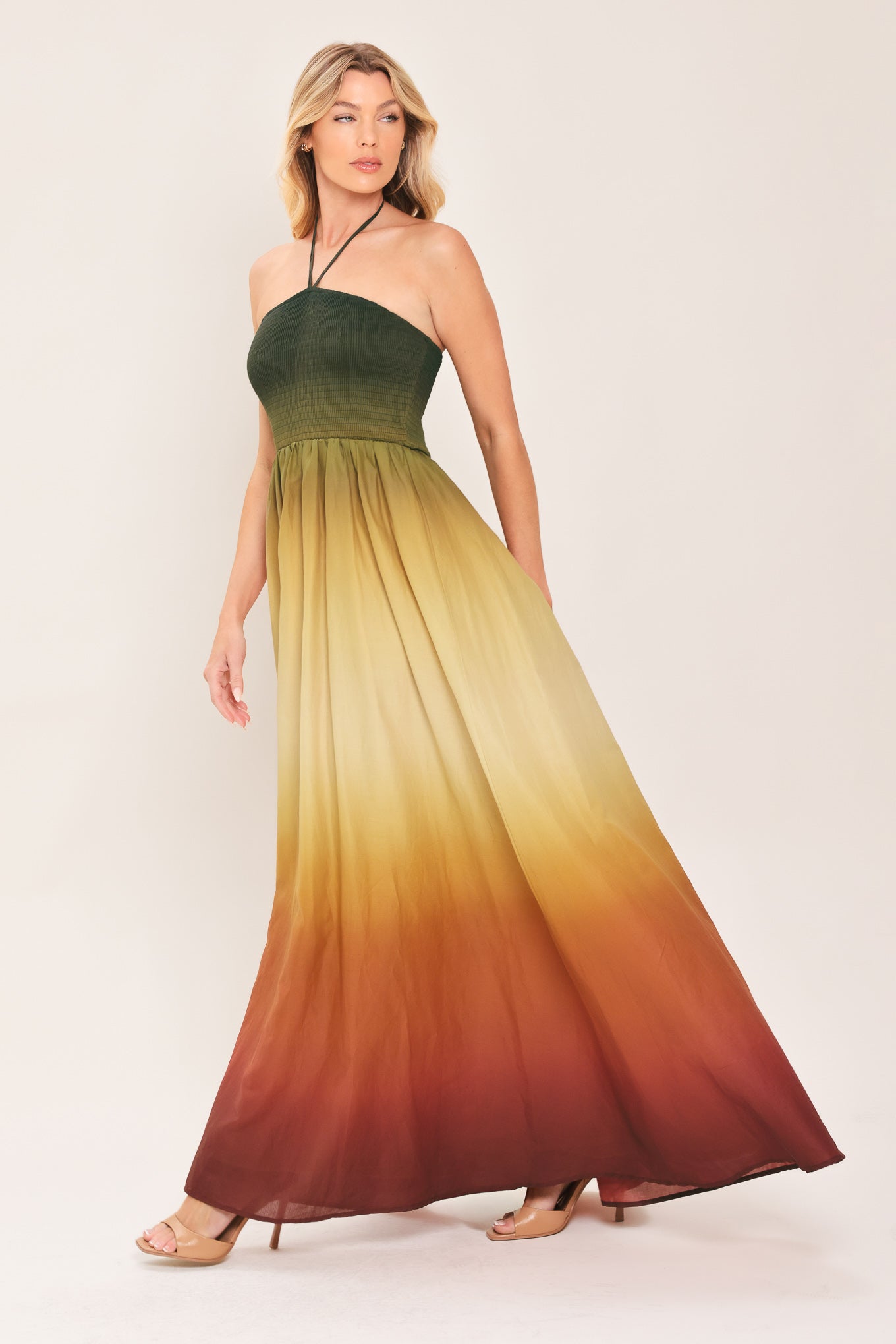 sunset ombre dress Natalia Maxi Gentle with like colours FALL SUNSET - OMBRE HALTER