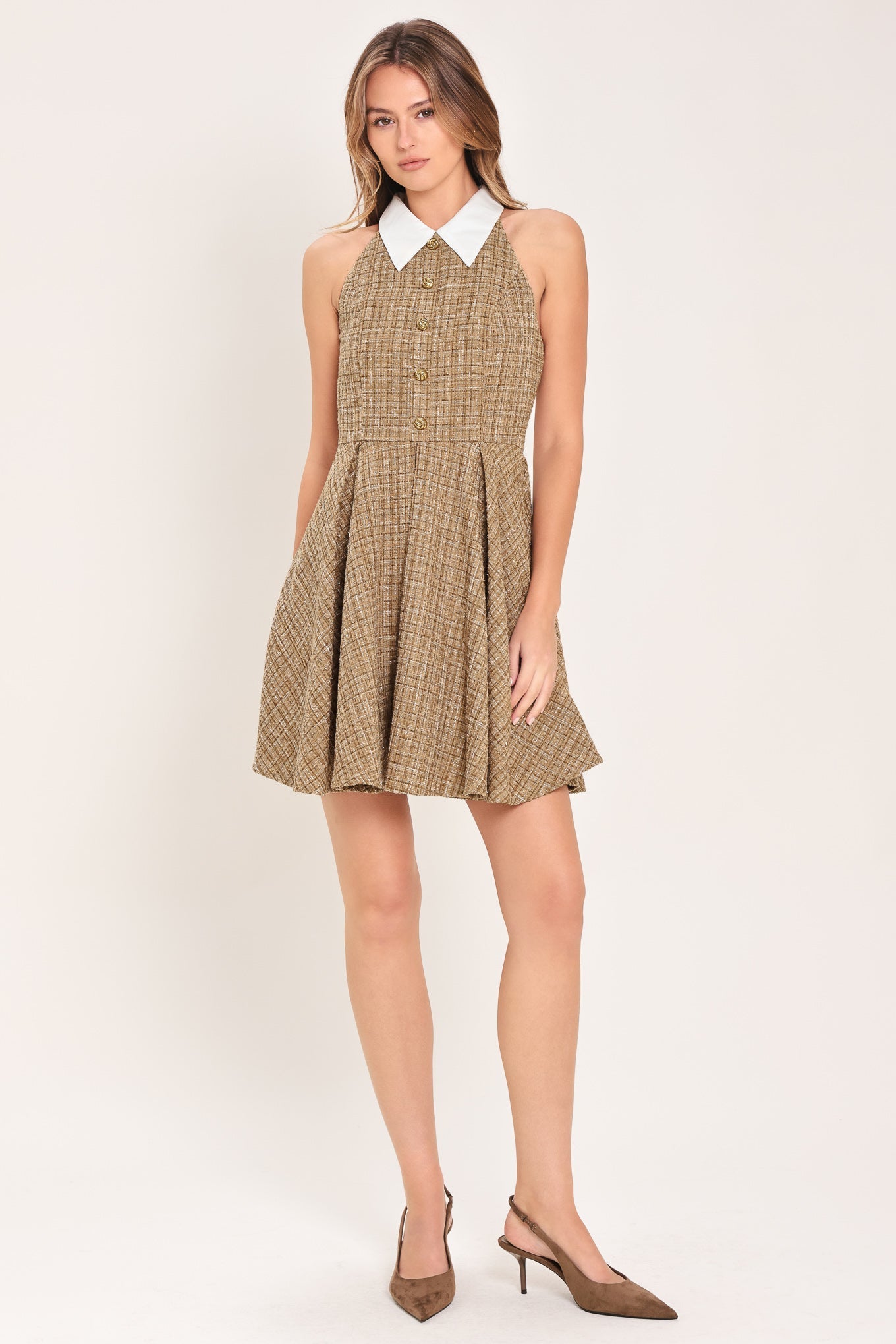 CAMBRIDGE TWEED - MINI DRESS WITH COLLAR