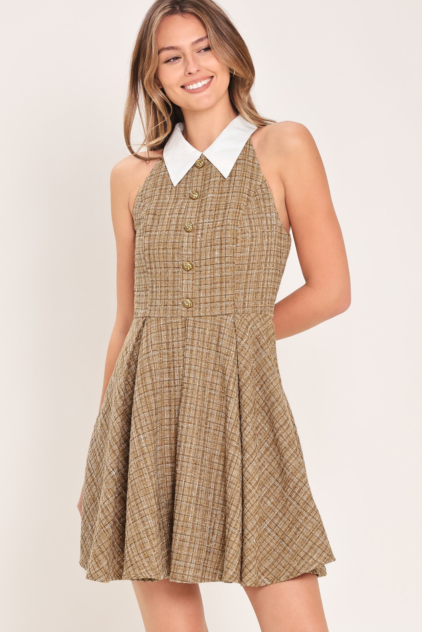 CAMBRIDGE TWEED - MINI DRESS WITH COLLAR