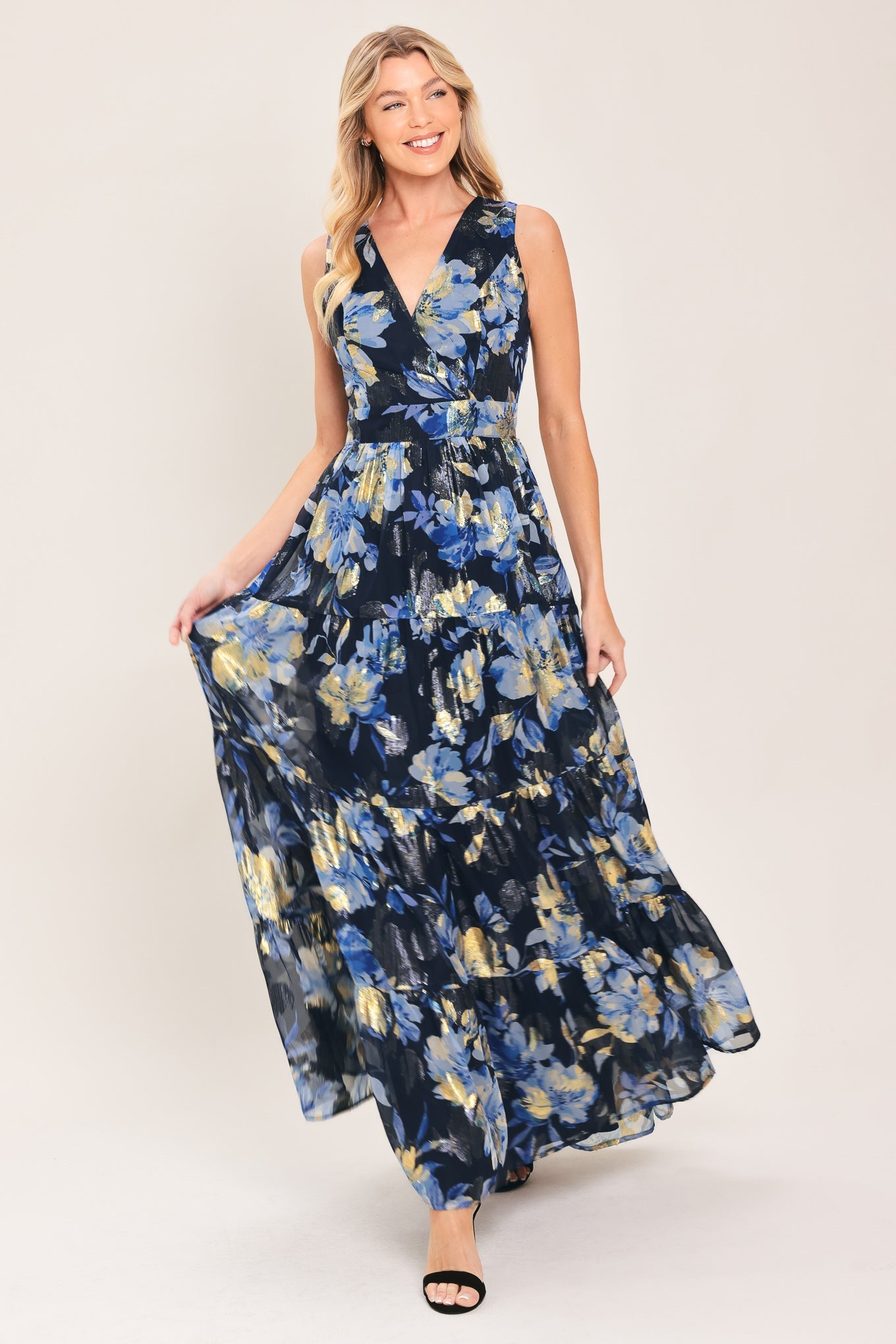 Blue Moon Beauty - Floral Foil Maxi Dress