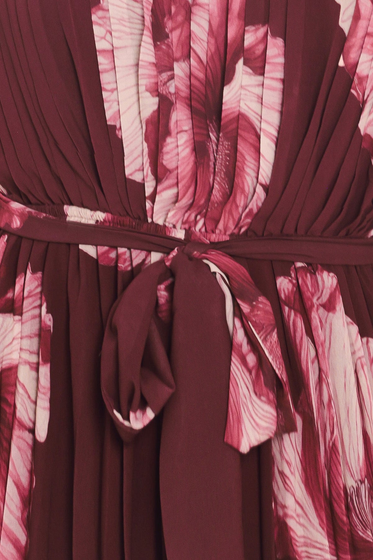 CRIMSON MUSE - BURGUNDY PLEATED ONE-SHOULDER MAXI DRESS | Lady Black Tie