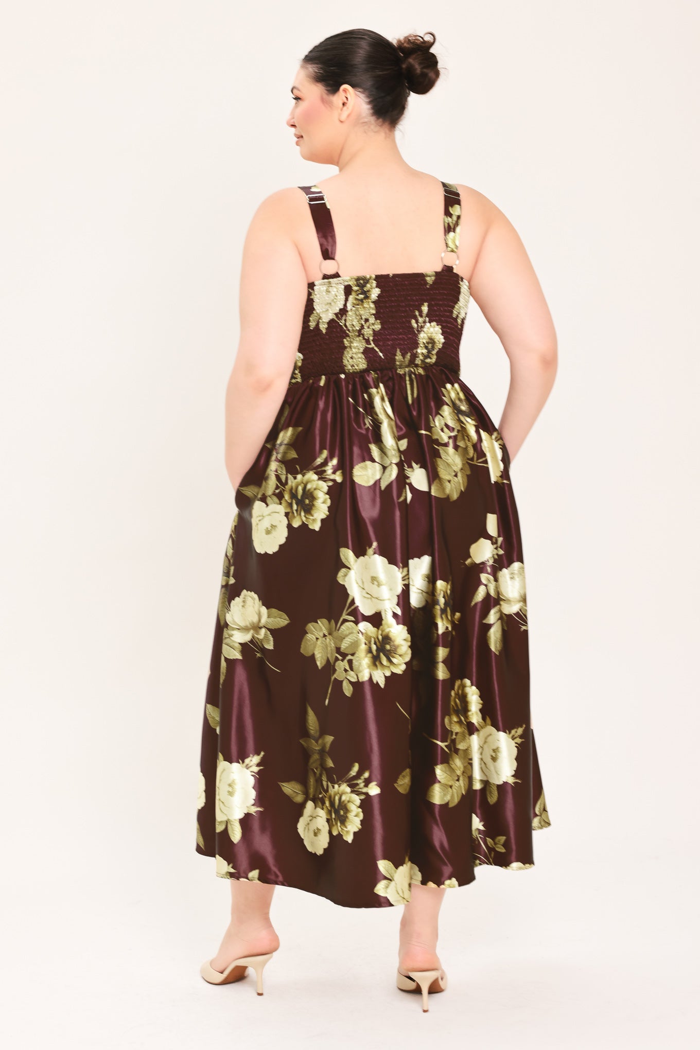 WINE GARDEN LULLABY FLORAL MIDI DRESS