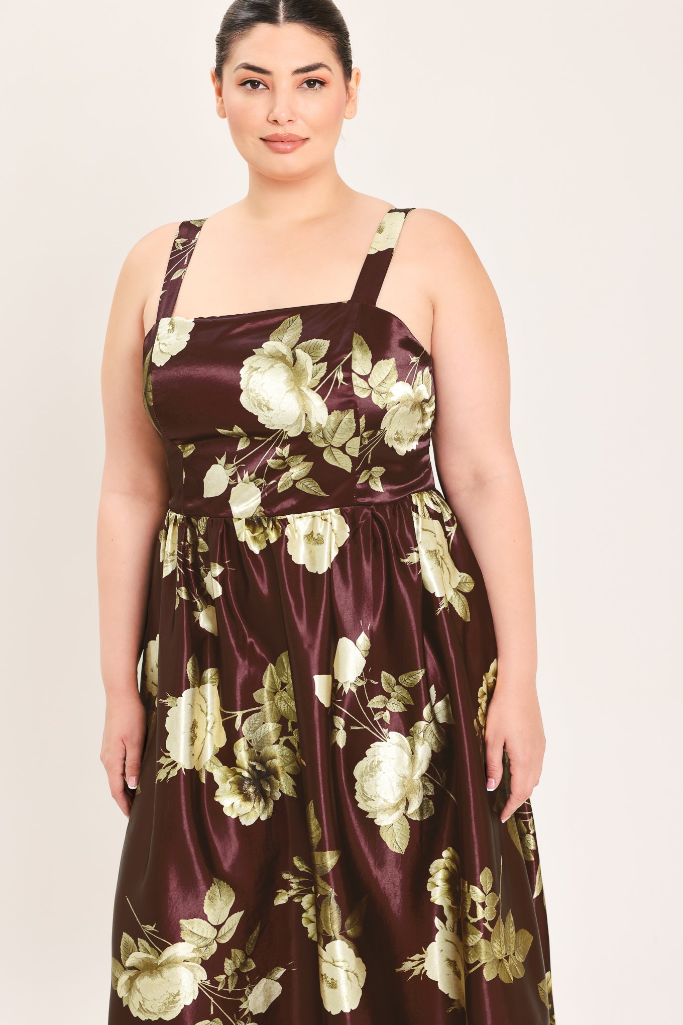 WINE GARDEN LULLABY FLORAL MIDI DRESS
