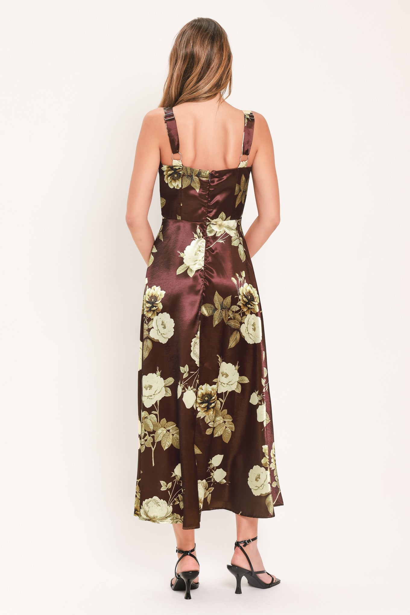 WINE GARDEN LULLABY FLORAL MIDI DRESS