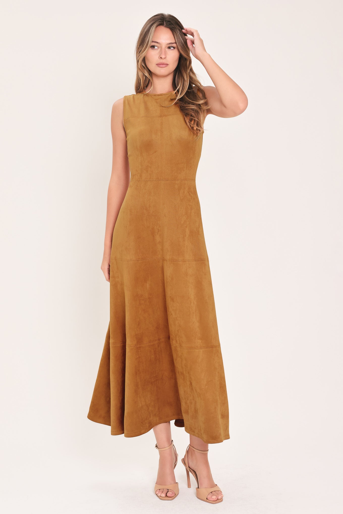 HARVEST MOON FAUX SUEDE MIDI DRESS | Lady Black Tie