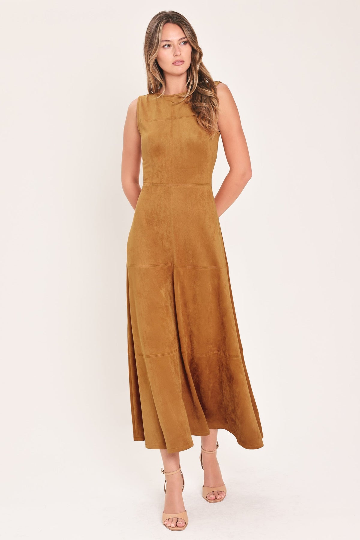 HARVEST MOON FAUX SUEDE MIDI DRESS | Lady Black Tie
