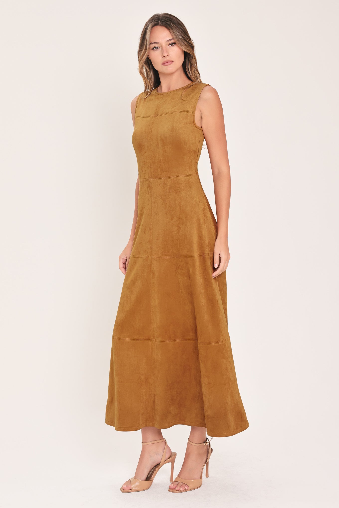 HARVEST MOON FAUX SUEDE MIDI DRESS | Lady Black Tie