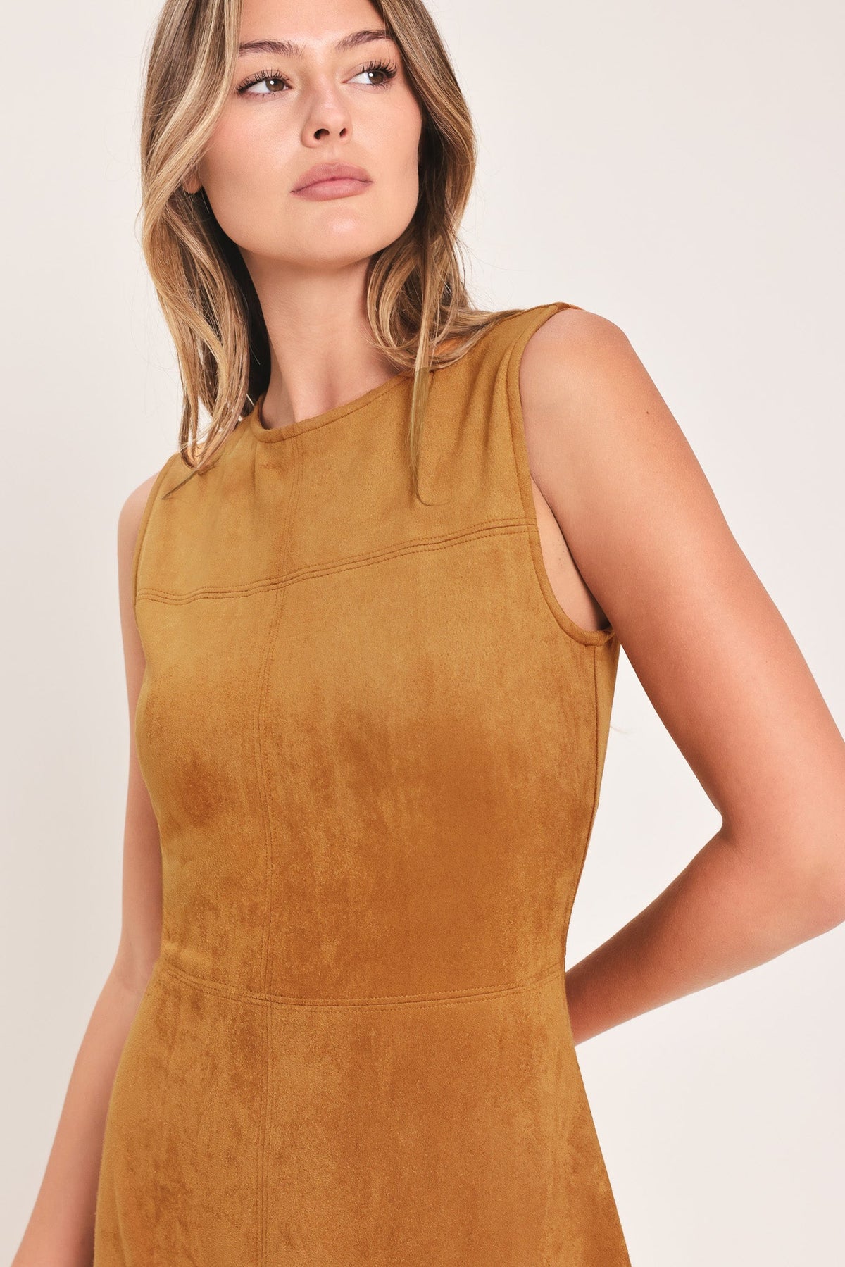 HARVEST MOON FAUX SUEDE MIDI DRESS | Lady Black Tie
