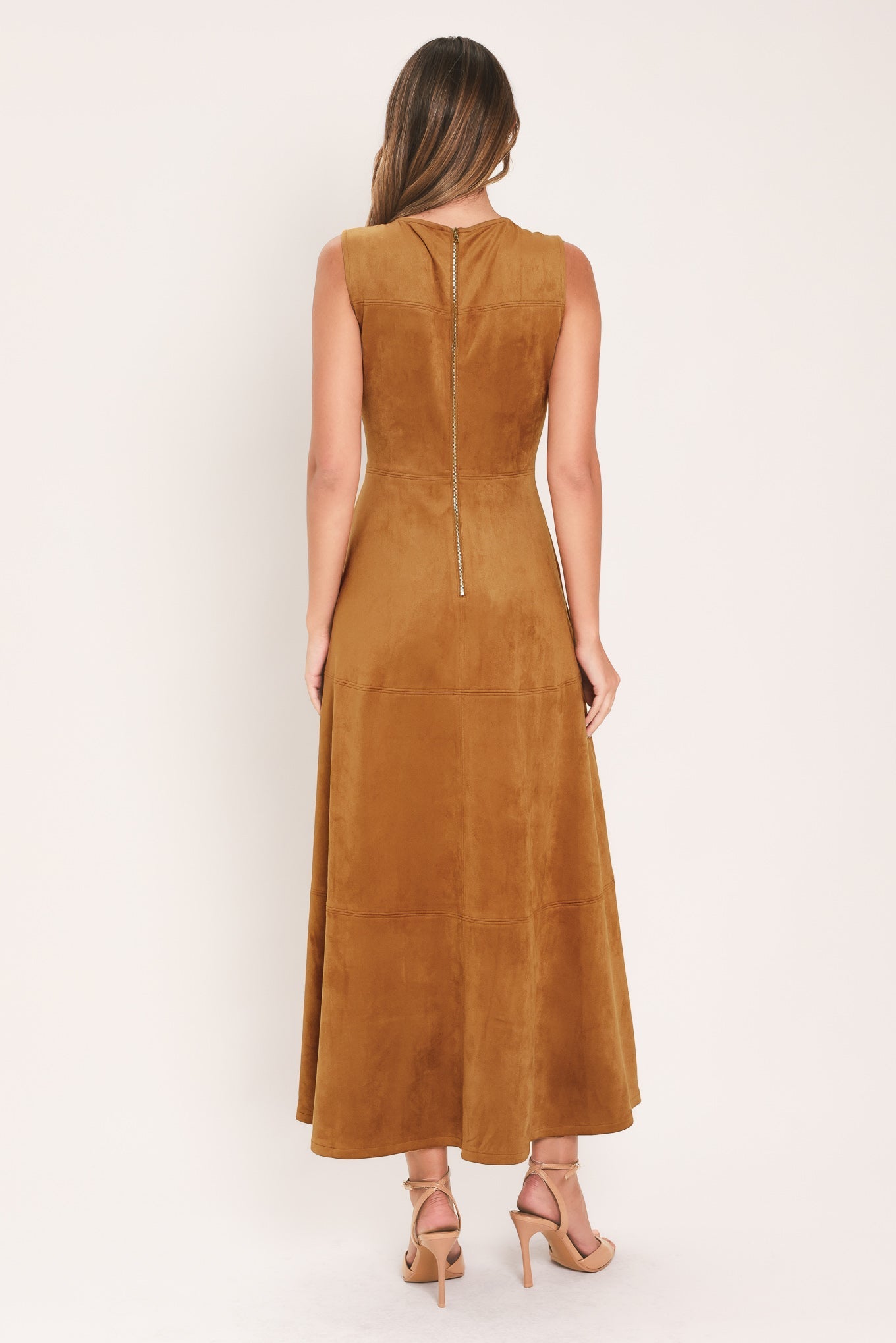 HARVEST MOON FAUX SUEDE MIDI DRESS | Lady Black Tie