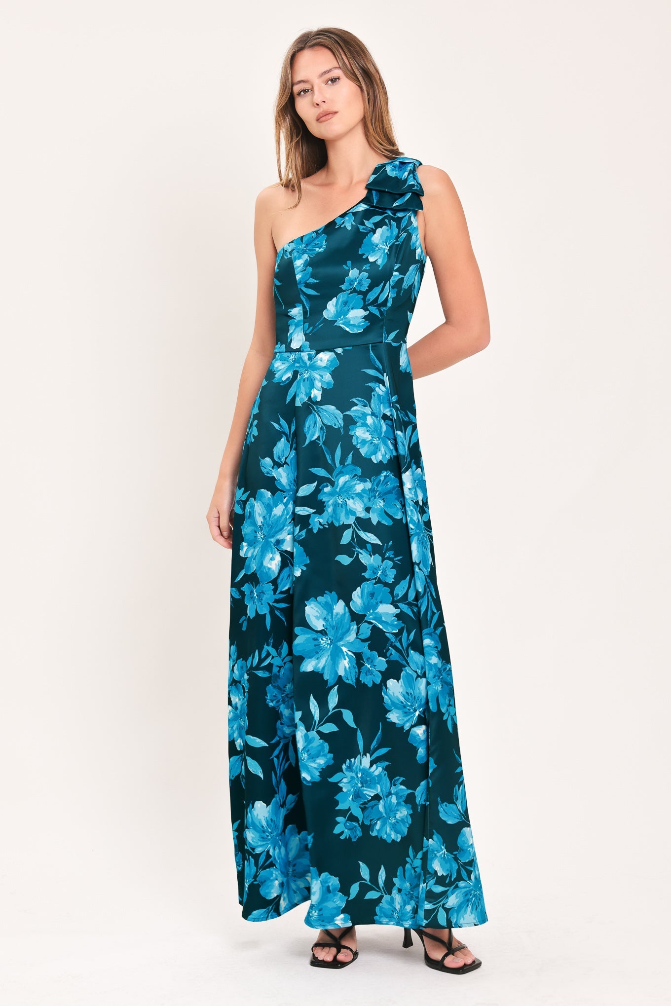 AQUAMARINE FANTASIA ONE SHOULDER MAXI DRESS