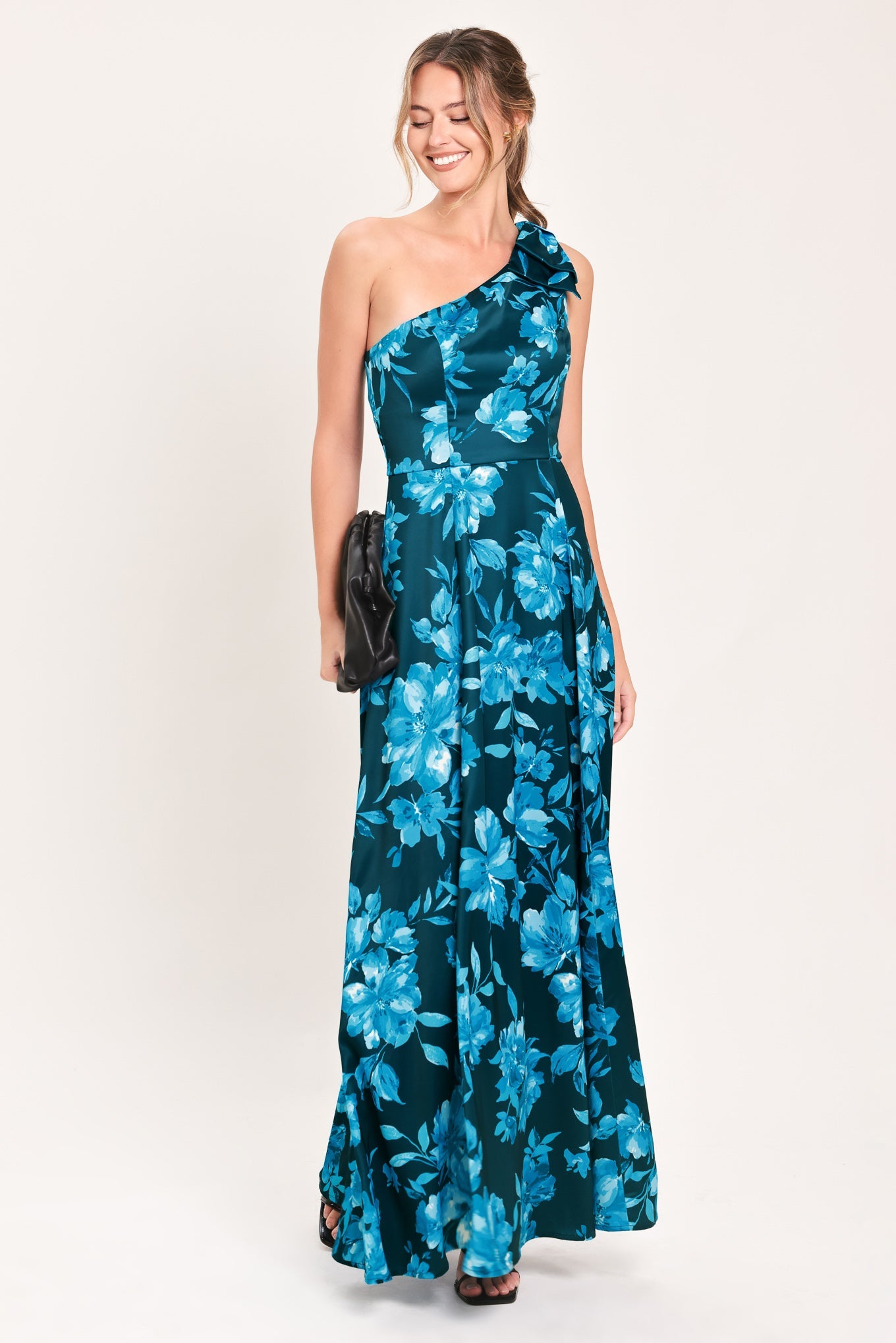 AQUAMARINE FANTASIA ONE SHOULDER MAXI DRESS