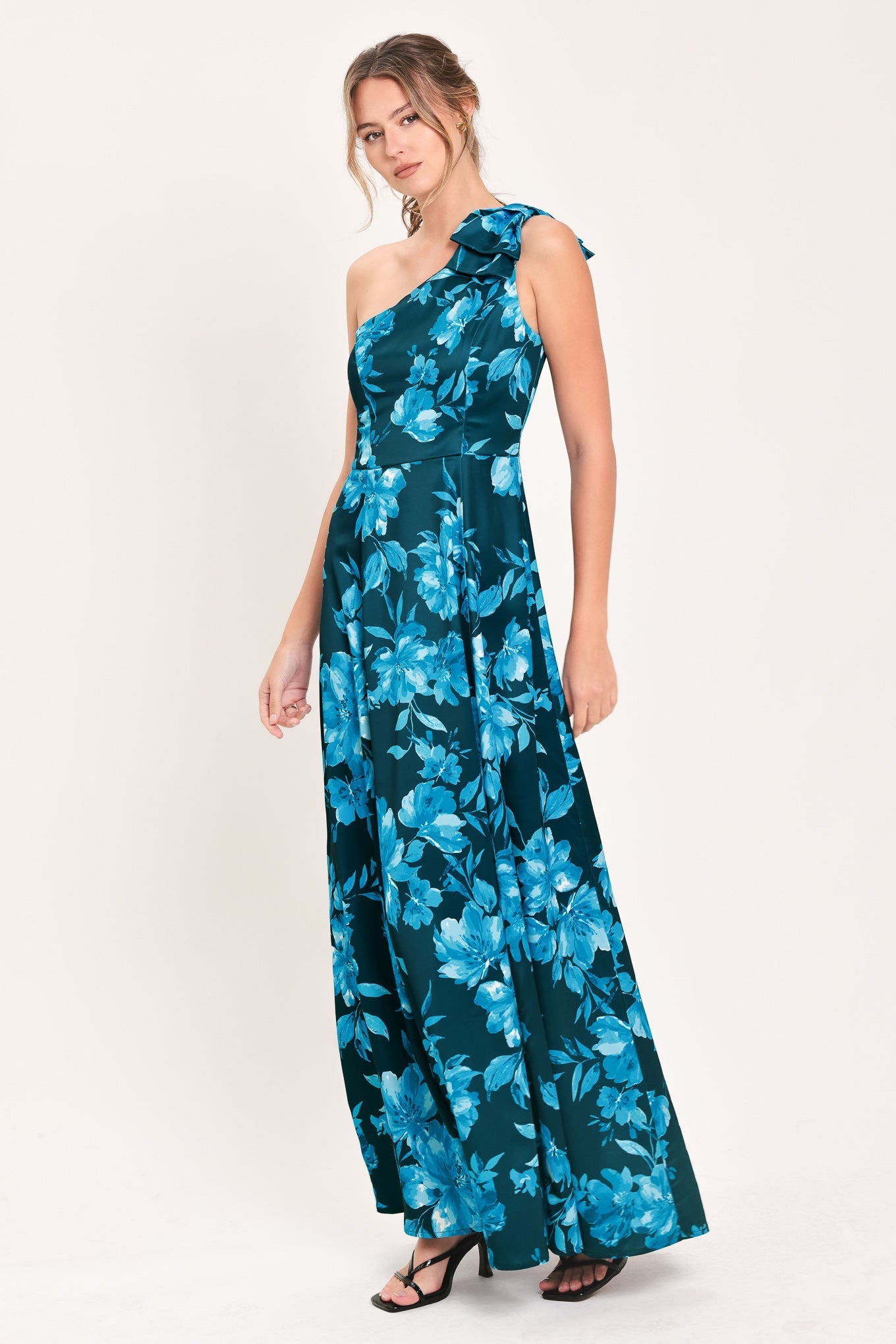 AQUAMARINE FANTASIA ONE SHOULDER MAXI DRESS