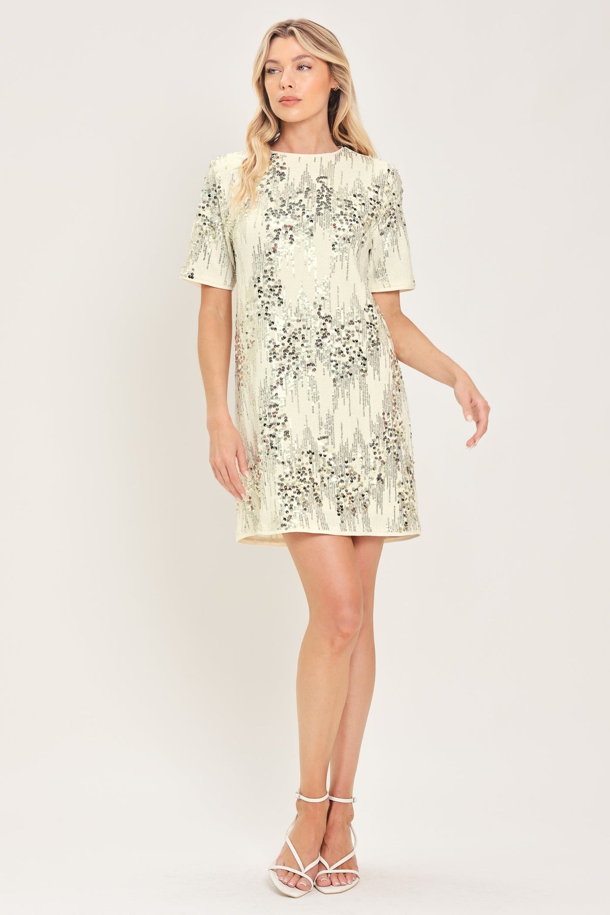 NOIR & IVORY HOLIDAY SEQUIN SHIFT DRESS