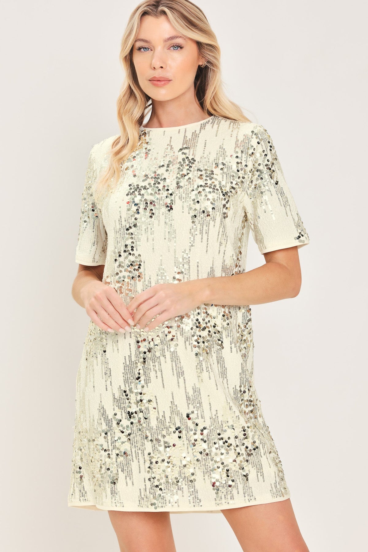 NOIR & IVORY HOLIDAY SEQUIN SHIFT DRESS
