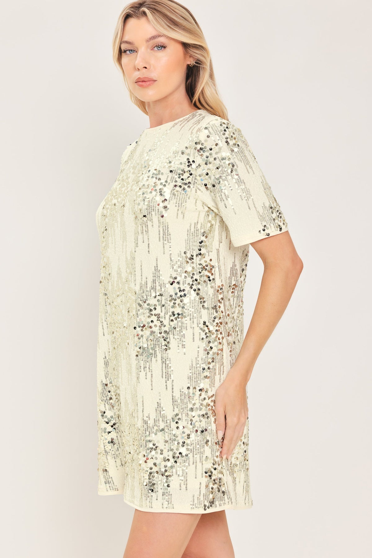 NOIR & IVORY HOLIDAY SEQUIN SHIFT DRESS