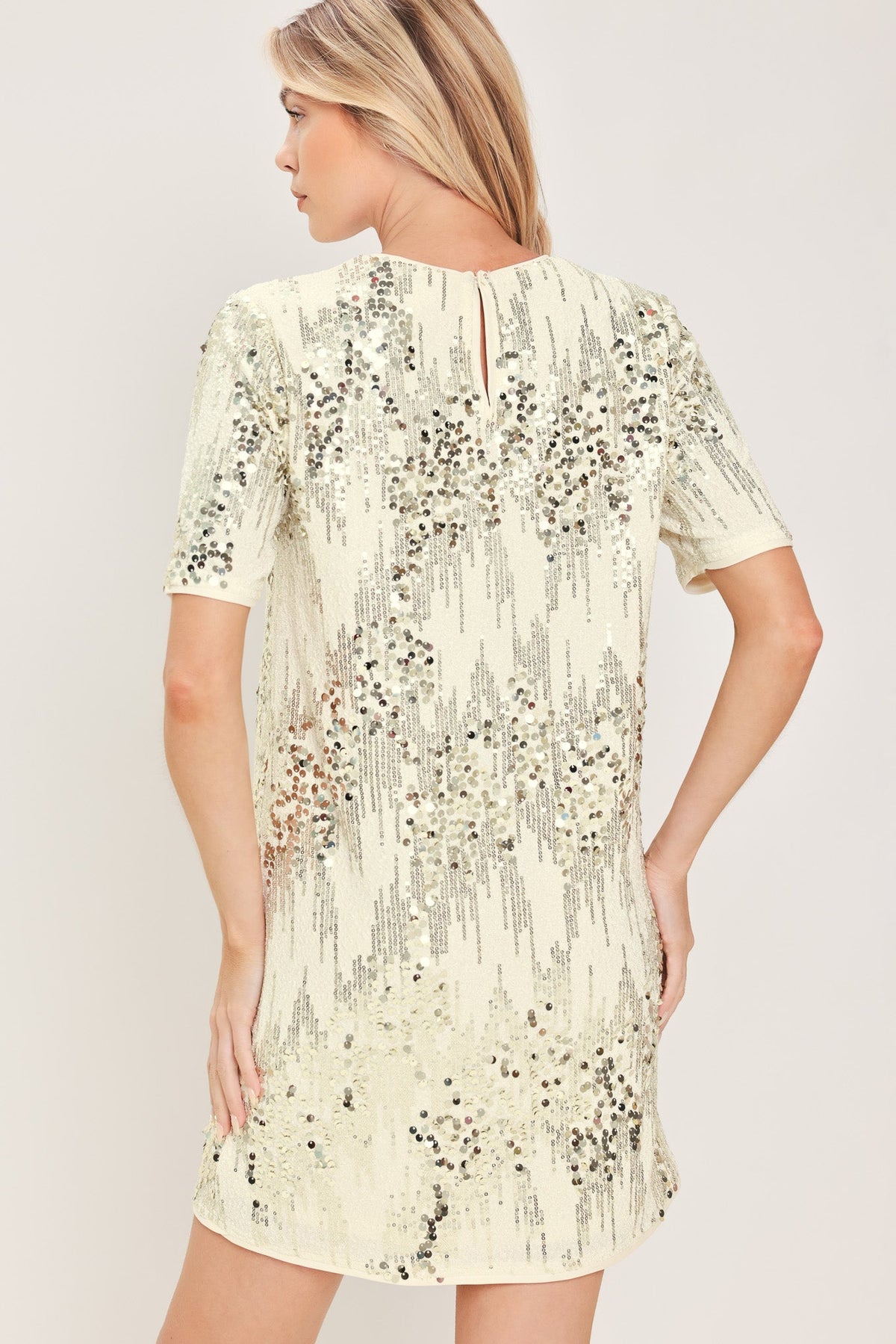 NOIR & IVORY HOLIDAY SEQUIN SHIFT DRESS