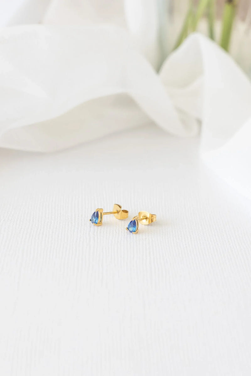 Raindrop Stud Earring in Blue Crystal
