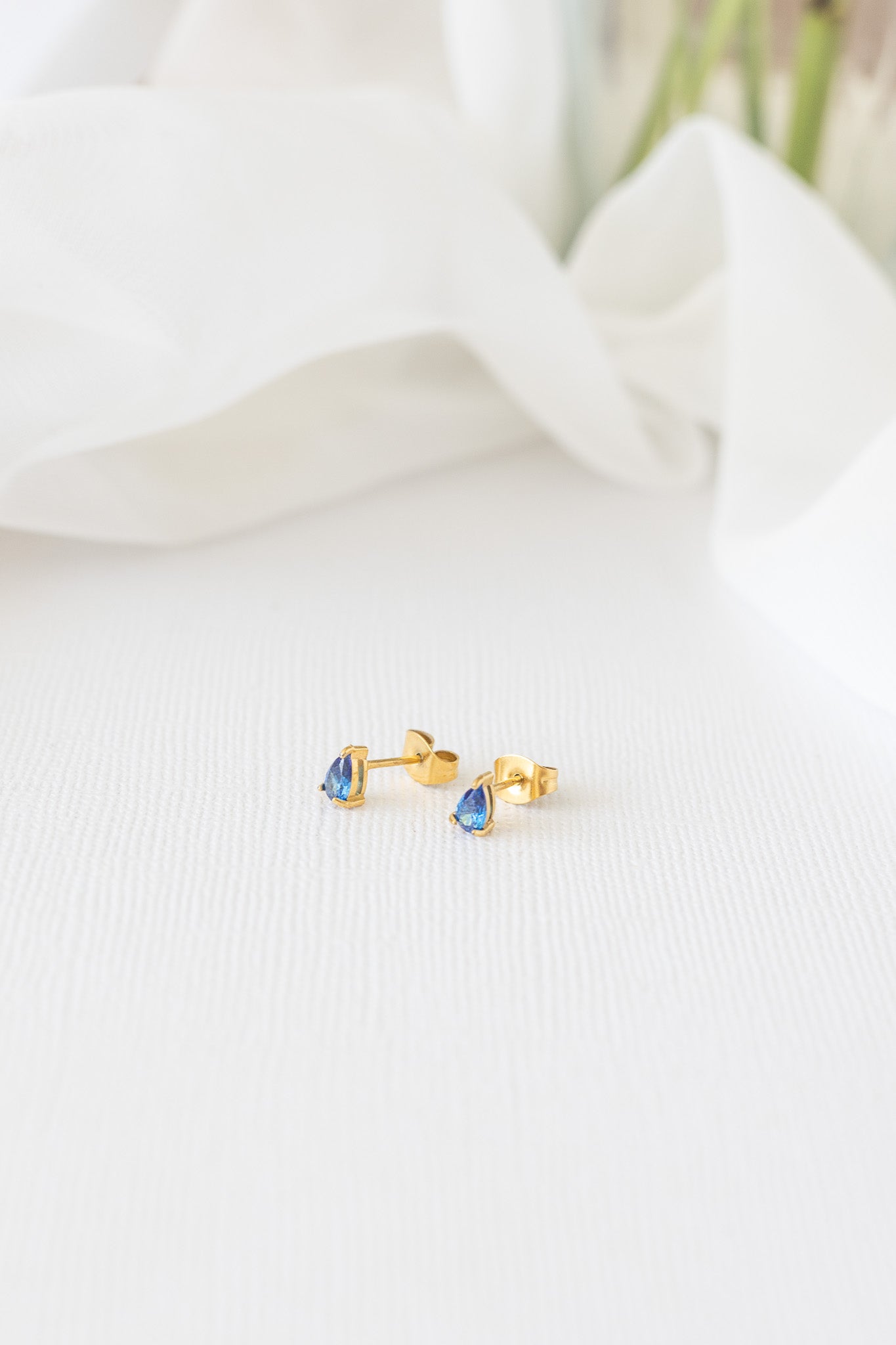Raindrop Stud Earring in Blue Crystal
