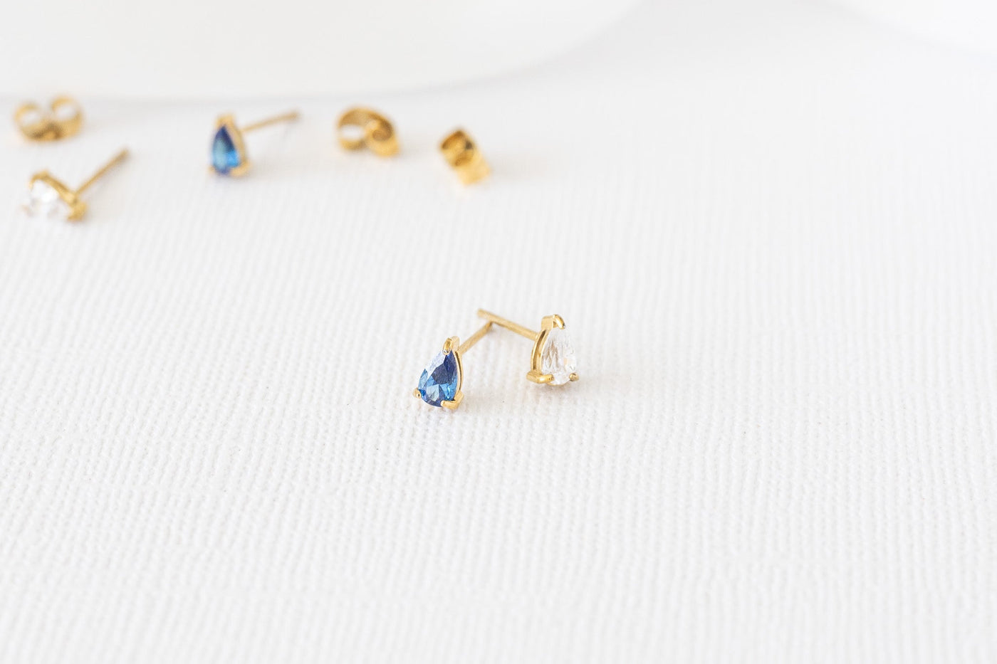 Raindrop Stud Earring in Blue Crystal