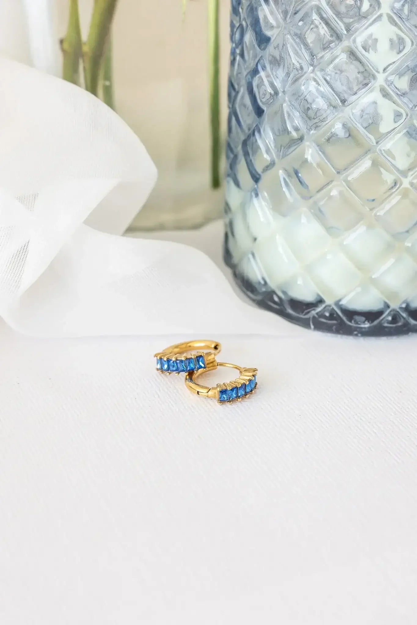 Diamond Hoop in Blue