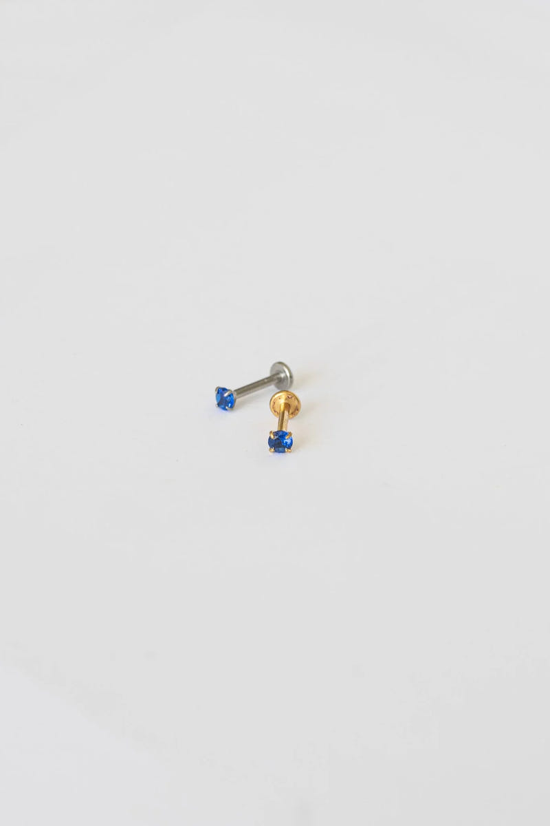 Crystal Flat Back Stud Earring in Blue