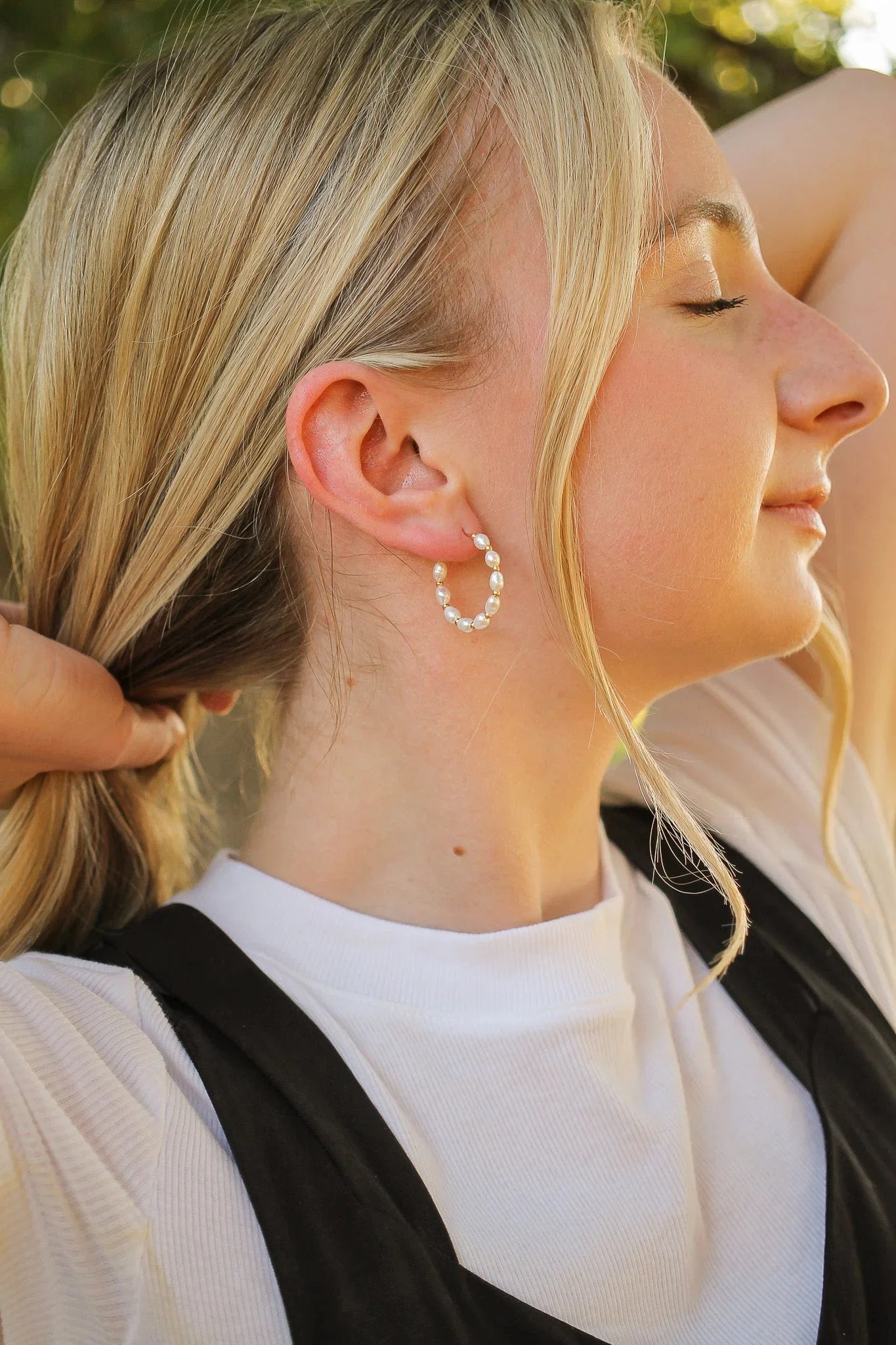 Paige Pearl Beaded Hoop Earring