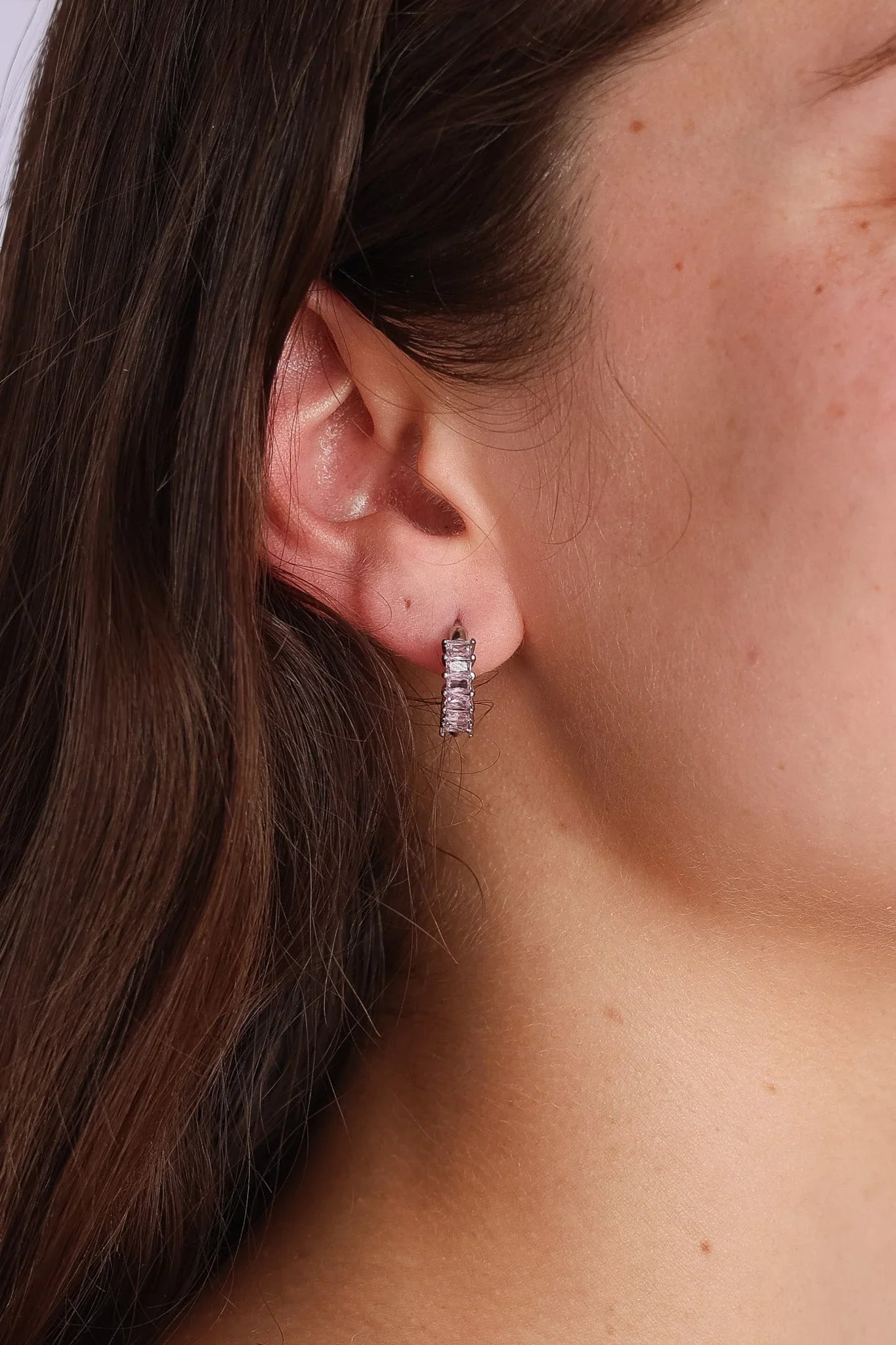 Crystal Hoop Earring in Pink