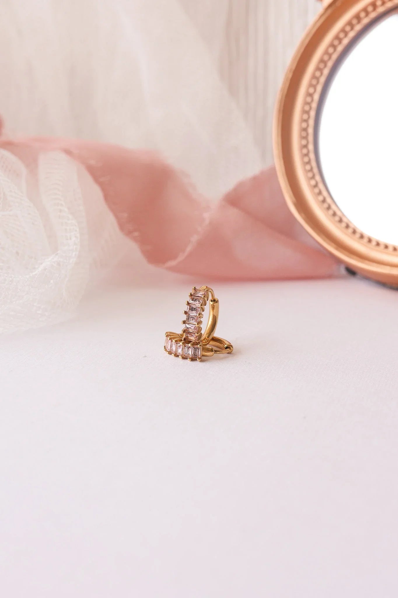 Crystal Hoop Earring in Pink