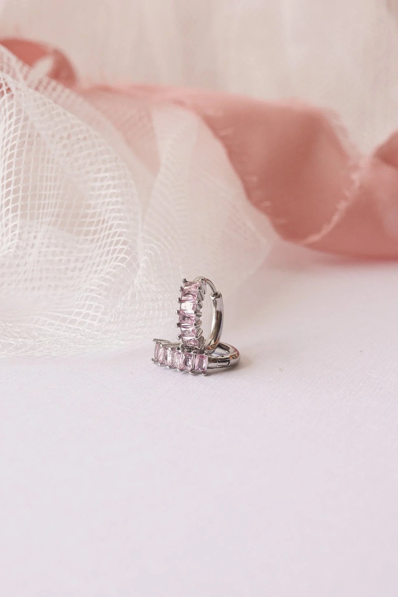 Crystal Hoop Earring in Pink