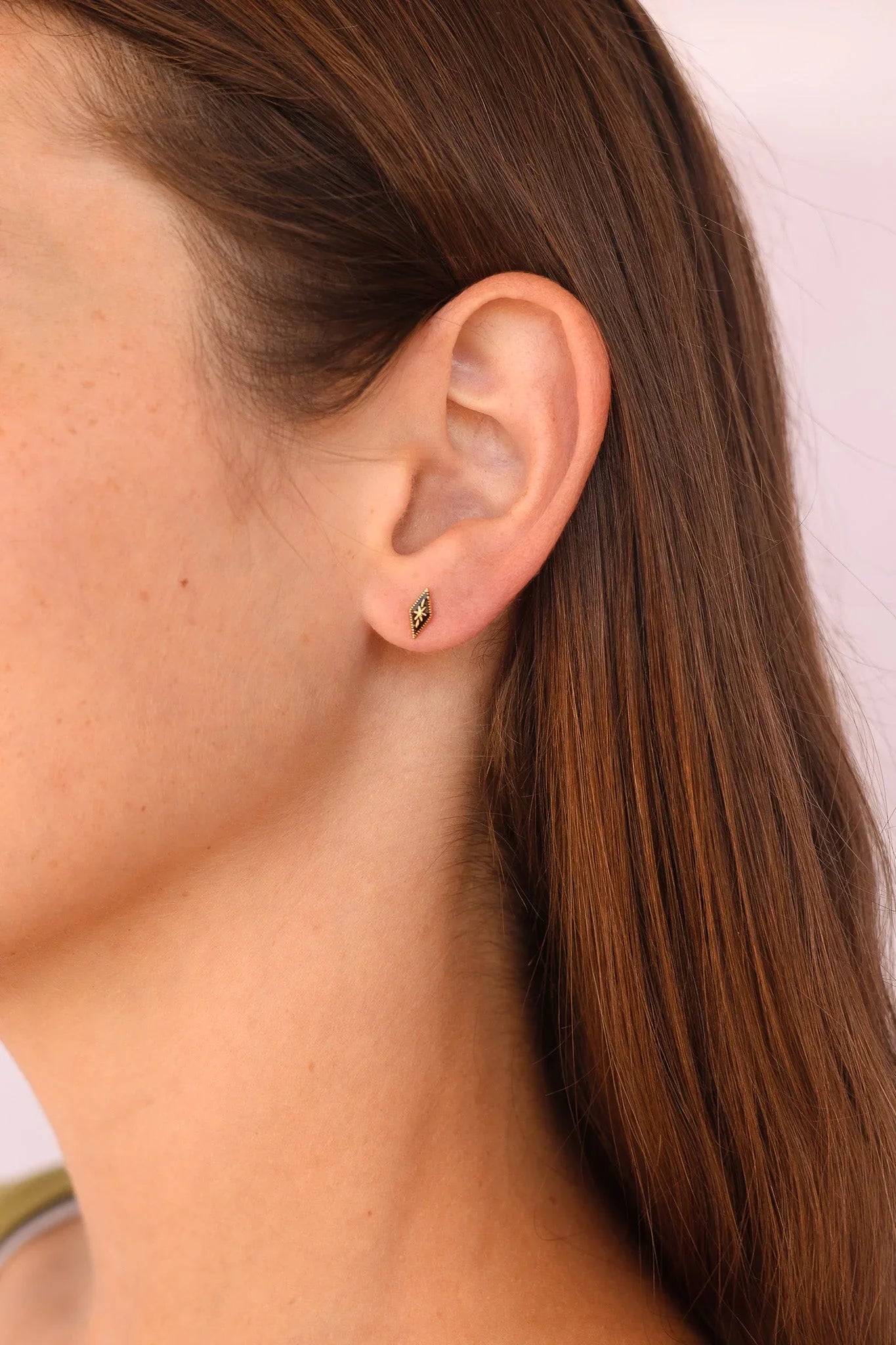 Seren Stud Earring in Black Enamel