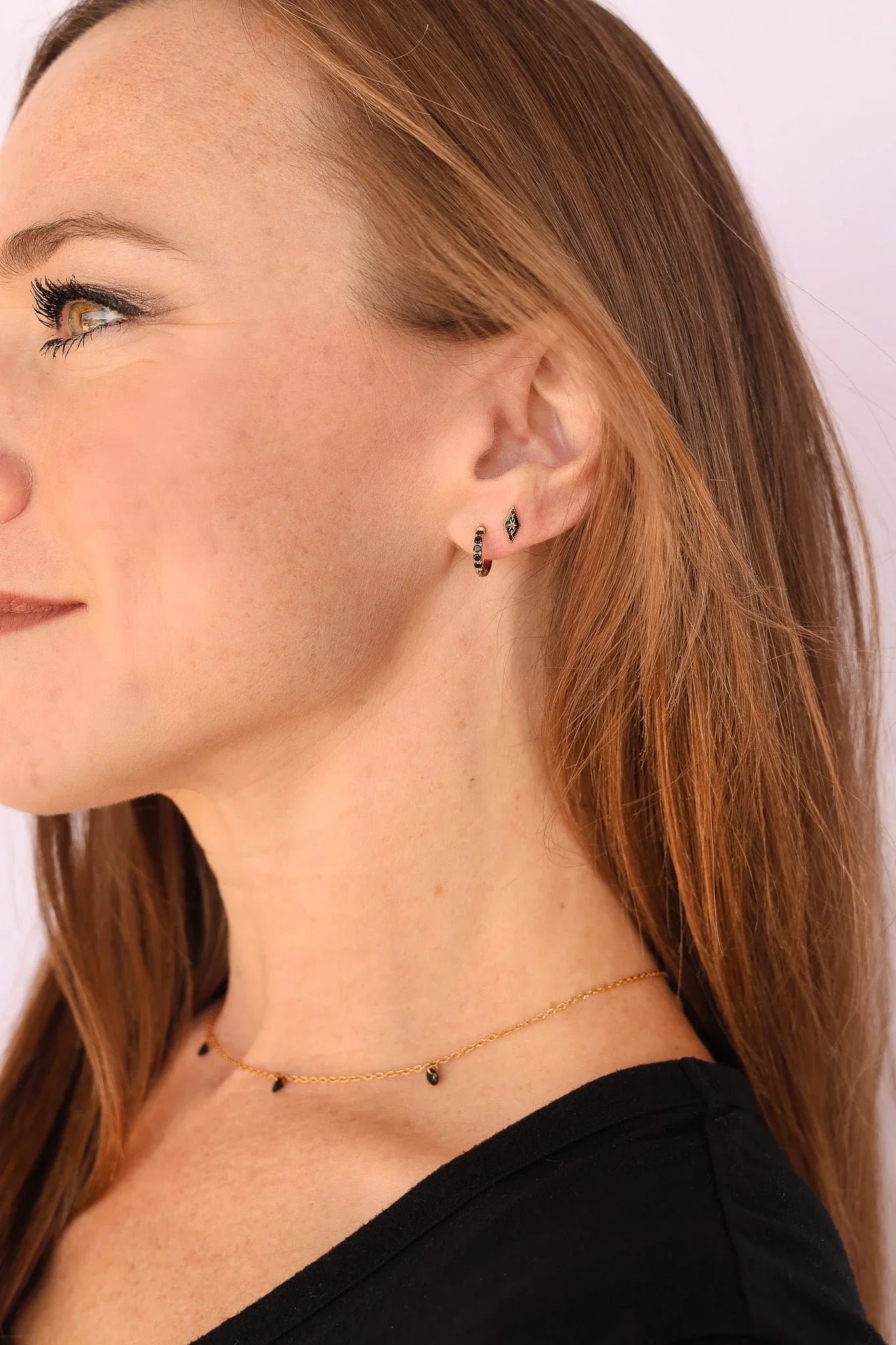 Seren Stud Earring in Black Enamel