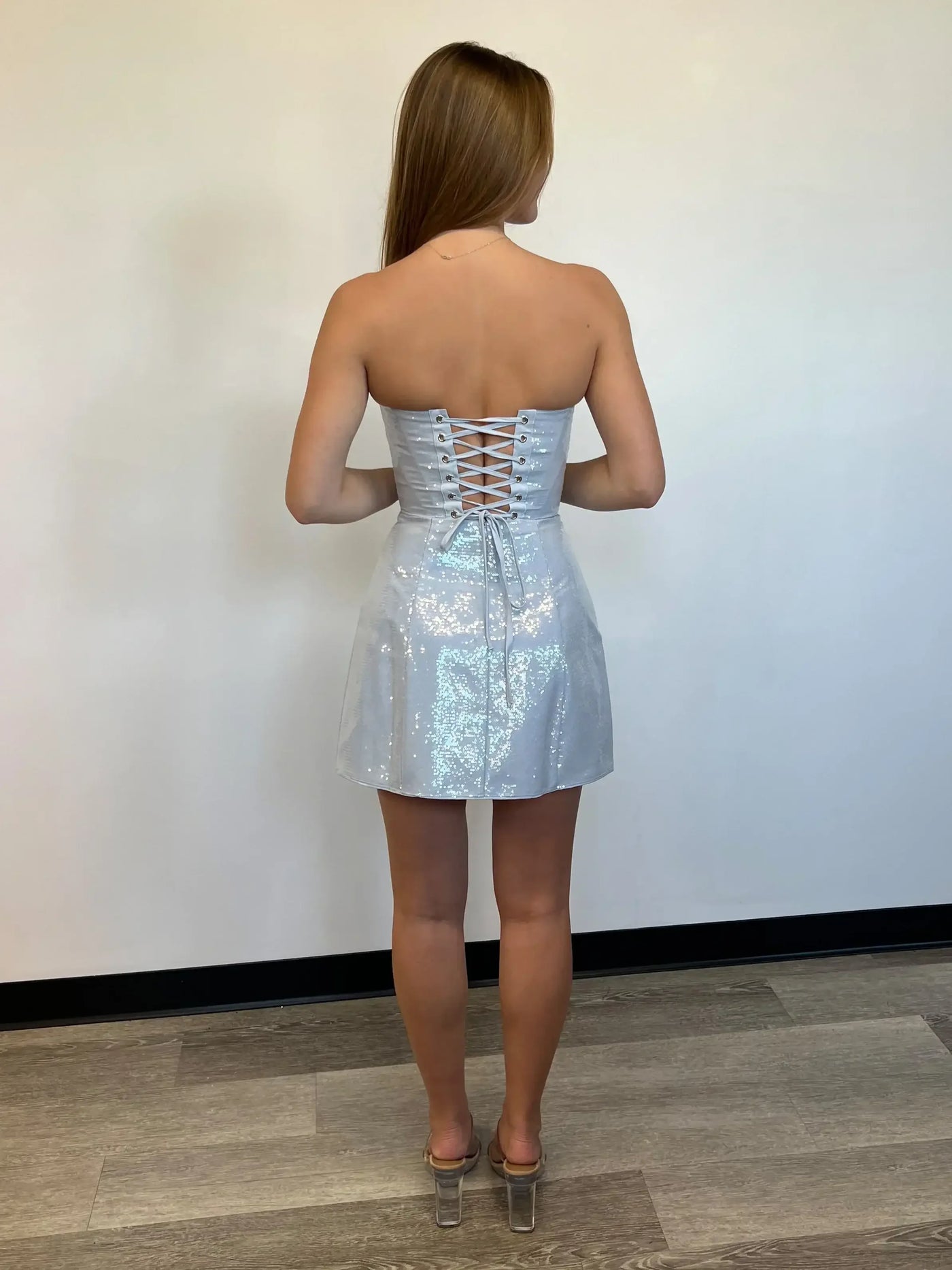 PIXIE SEQUIN MINI DRESS - ICE
