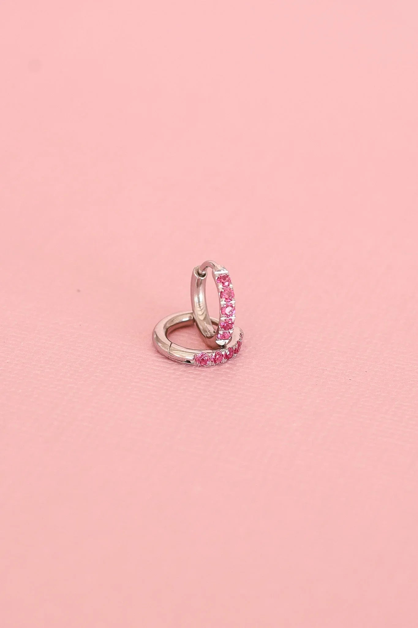 Micro Crystal Hoop Earring in Pink