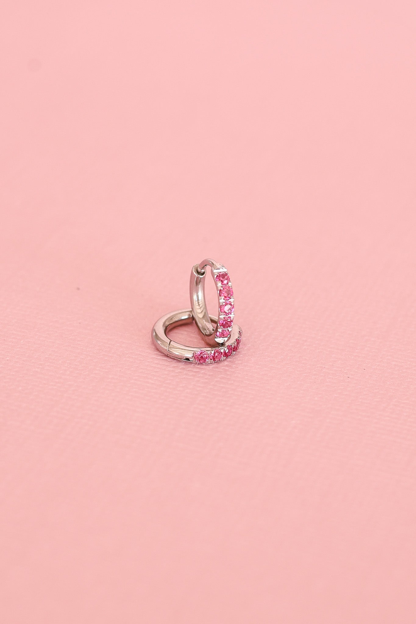 Micro Crystal Hoop Earring in Pink