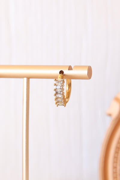 Clear Crystal Huggie Hoop Earrings