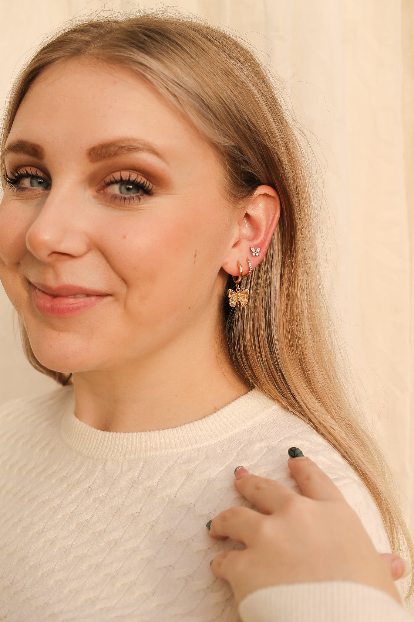 Crystal Butterfly Flat Back Stud Earring