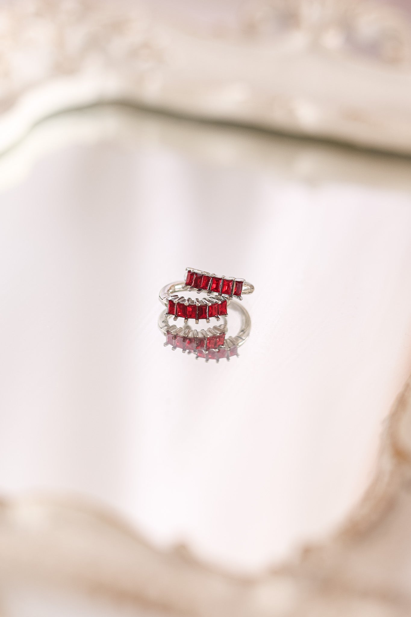 Crystal Diamond Hoop Earrings - Red