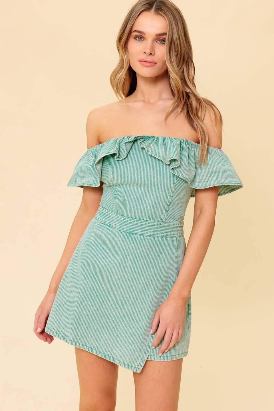 YOURS TO KEEP - LIGHT GREEN SKORT ROMPER