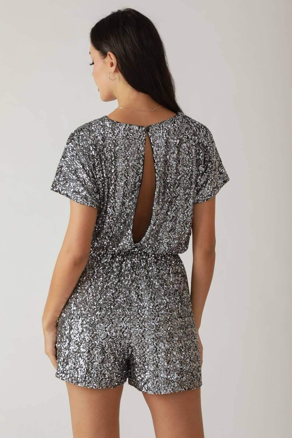 SCOUT SILVER SEQUIN ROMPER