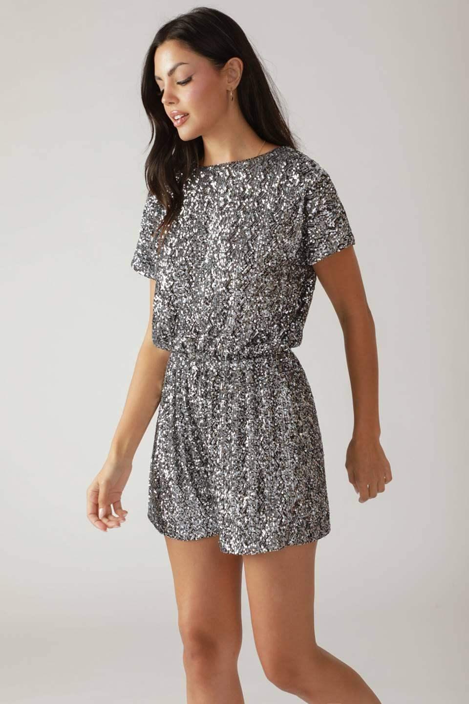 SCOUT SILVER SEQUIN ROMPER